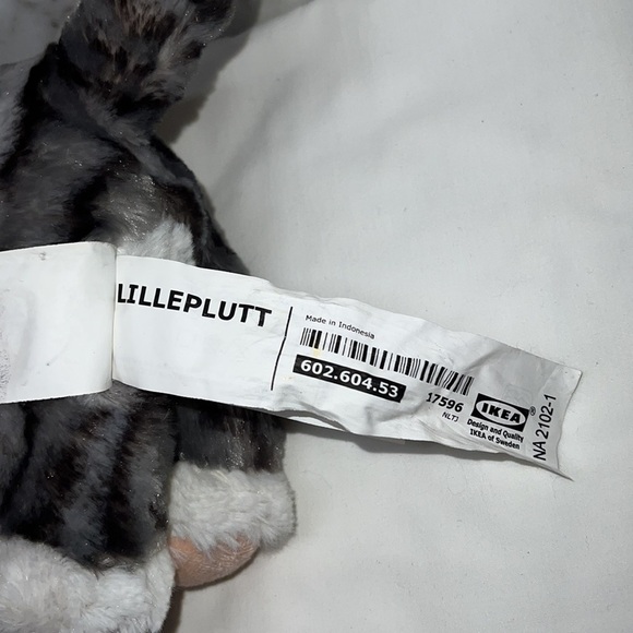 IKEA Lilleplutt Kitty Cat Plush Stuffed Animal Toy Gray Black White Tabby - Picture 4 of 5